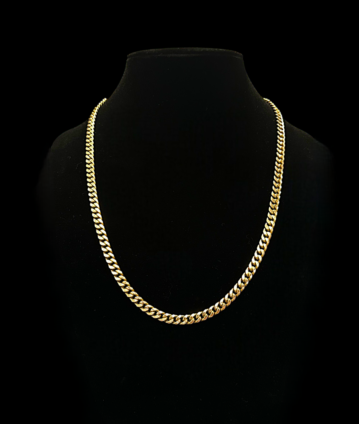 10K yellow gold semi-solid Cuban link chain necklace