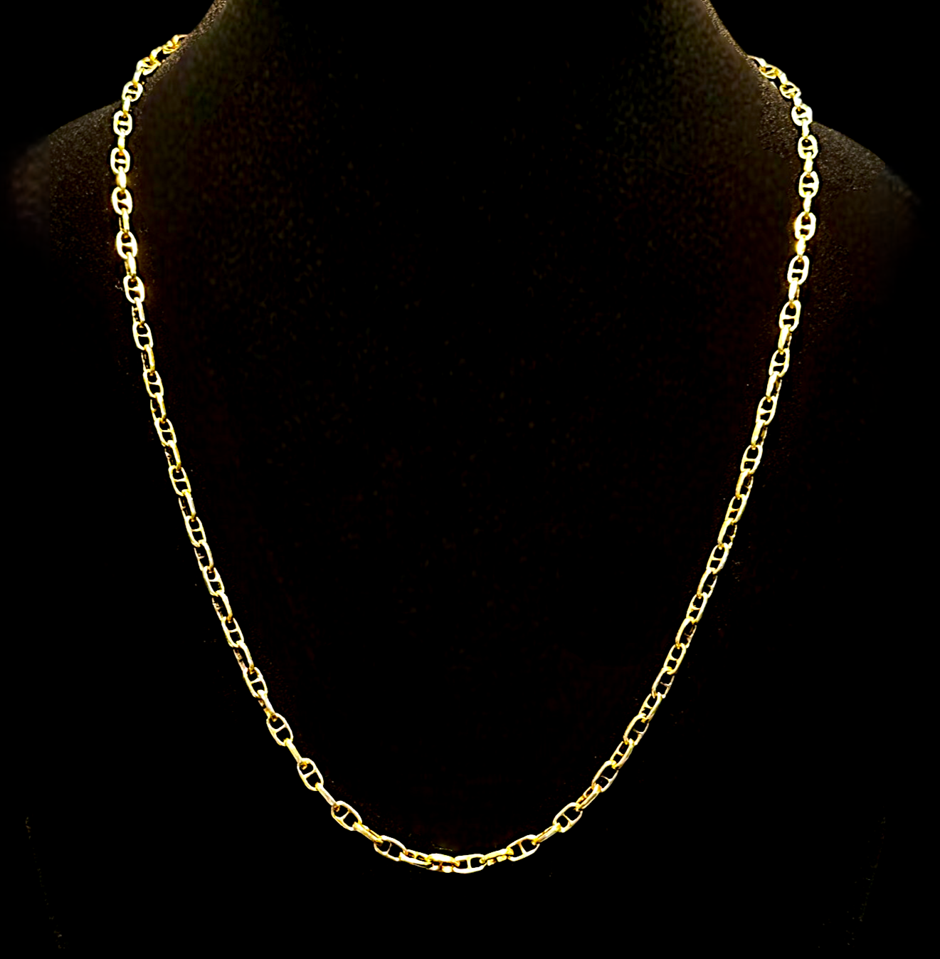 Vintage Italian 18K yellow gold anchor link infinity chain necklace