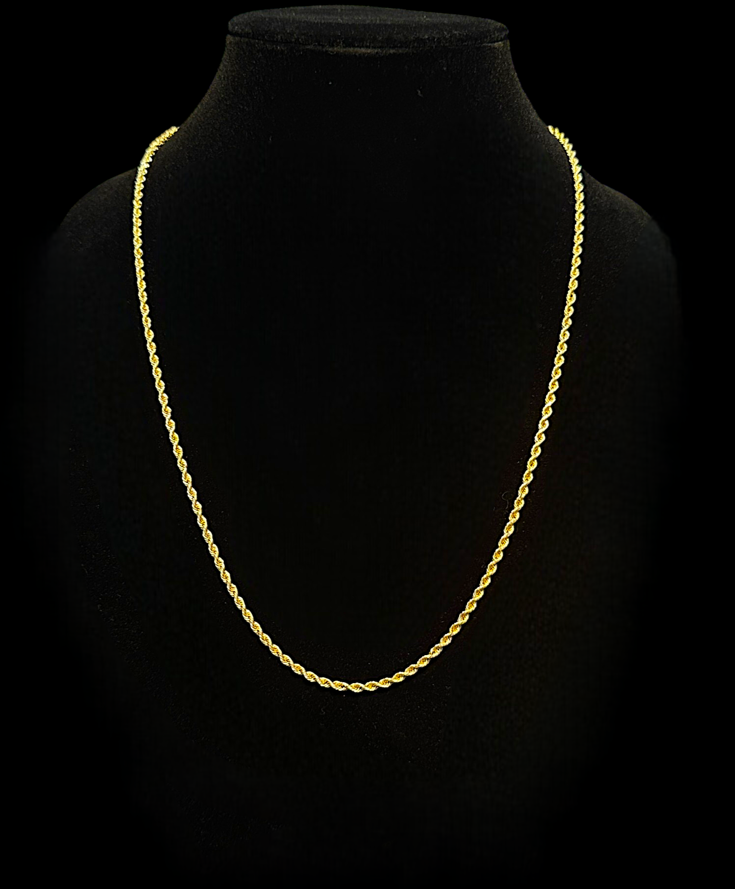 10K yellow gold rope chain necklace